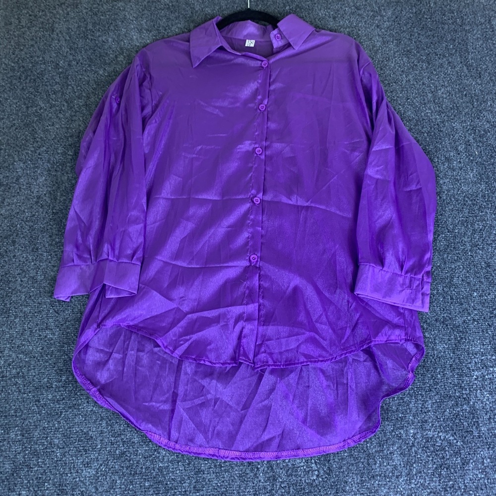 Fashion Classic Fashion Collection Blouse Womens M Purple High Low Hem READ